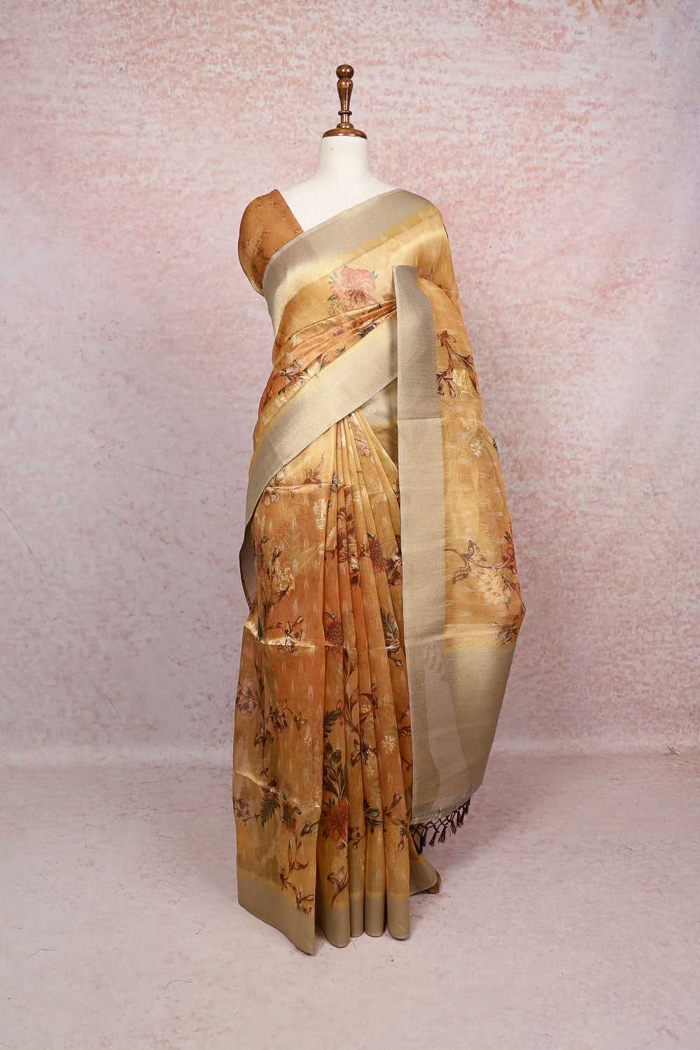 Orange Semi Tissue Saree