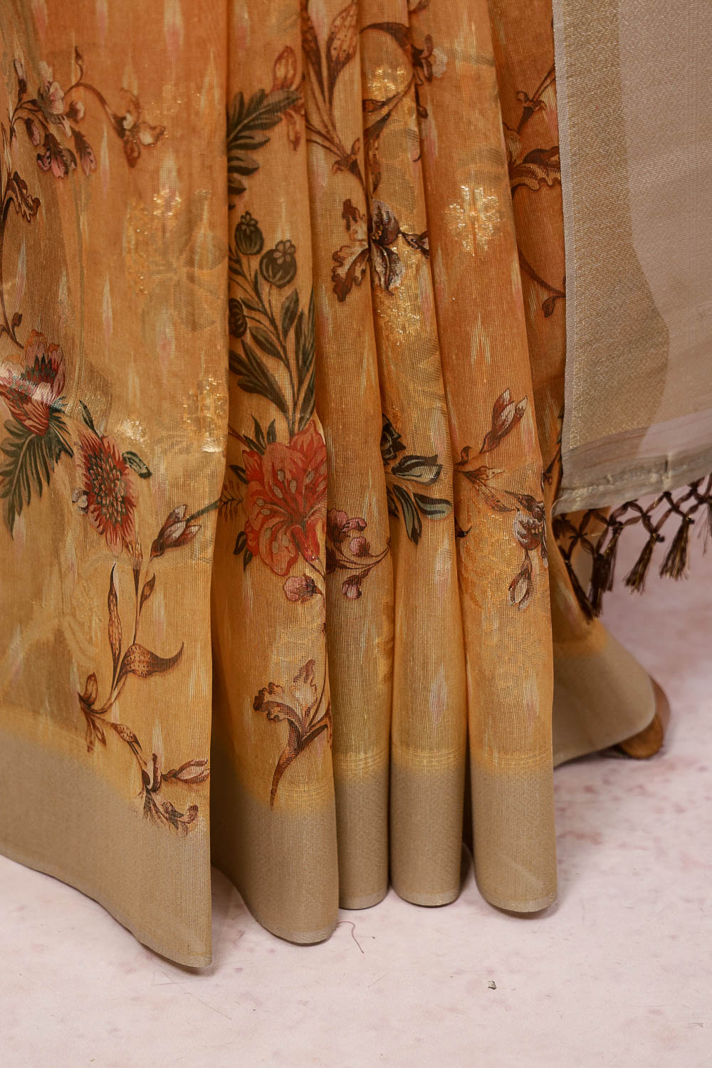 Orange Semi Tissue Saree