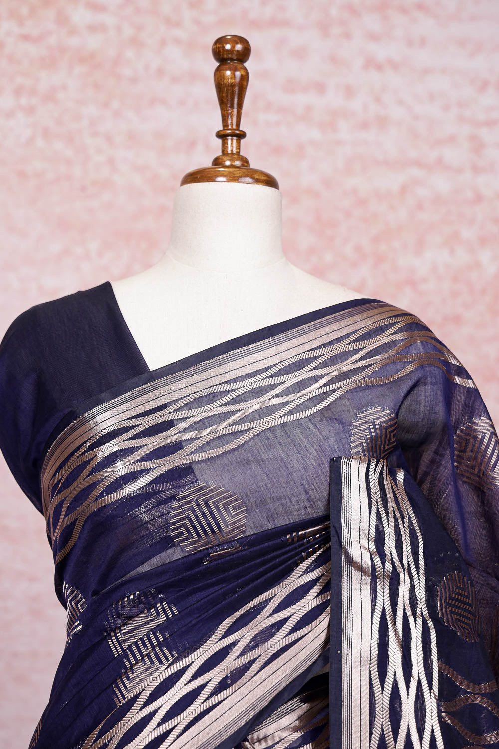 Navy Blue Semi Silk Saree