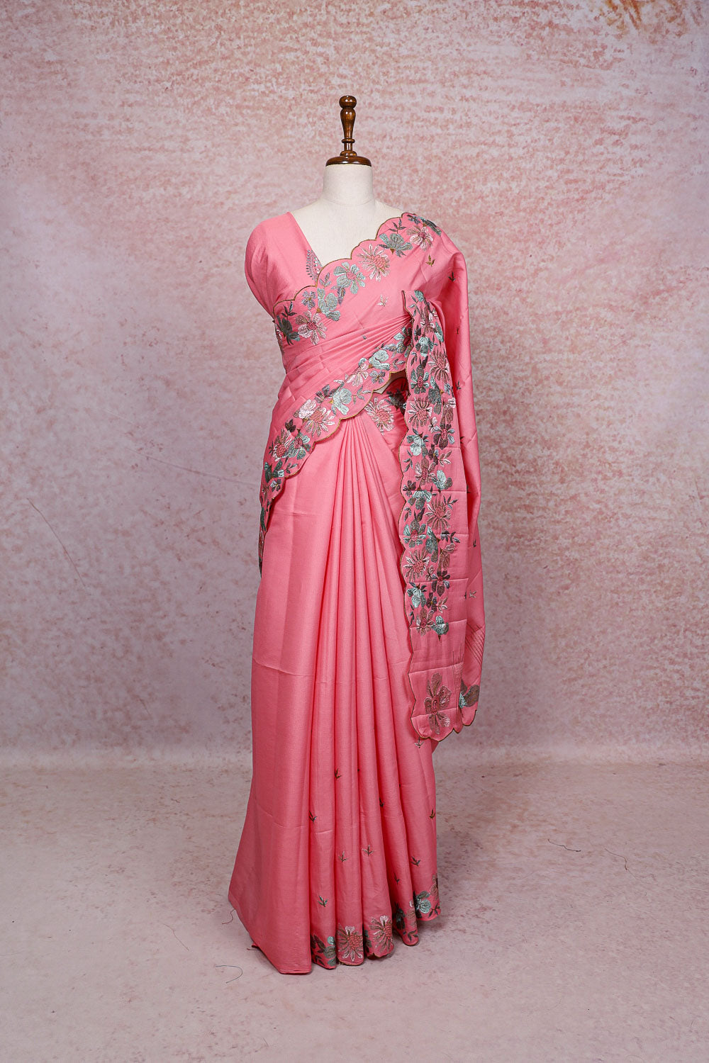 Pink Semi Tussar Saree