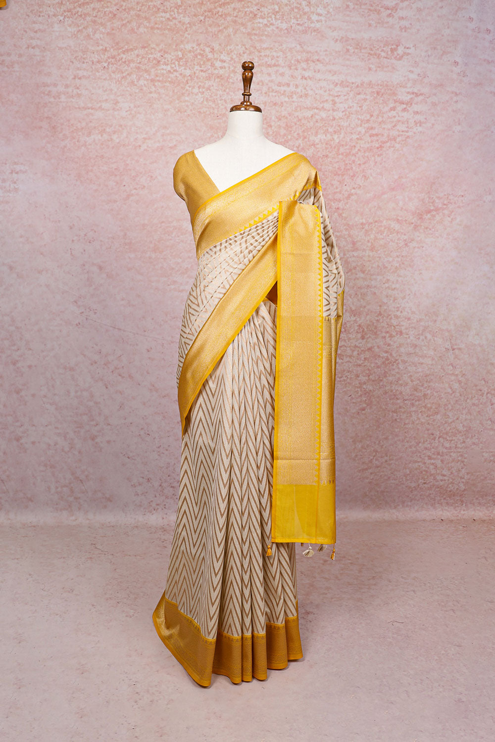 Cream Semi Tissue Saree