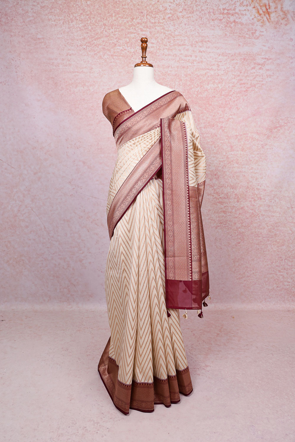 Cream Semi Tissue Saree