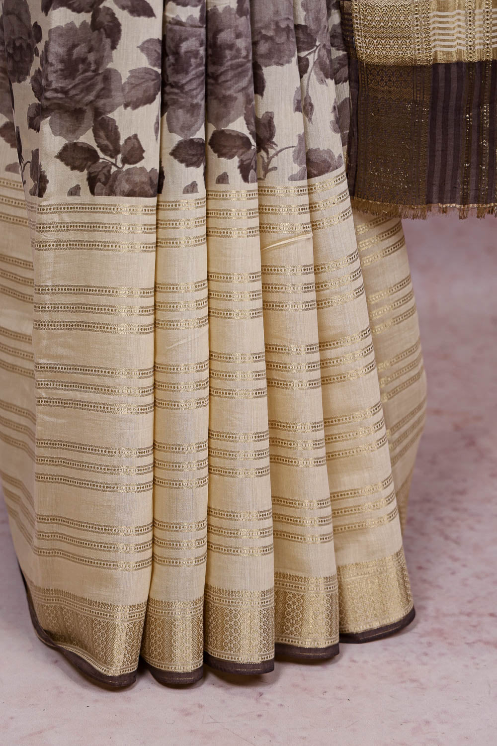 Cream Semi Chanderi Saree
