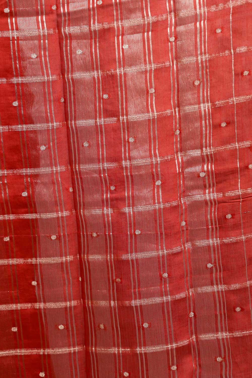 Brick Color Semi Banarasi Saree