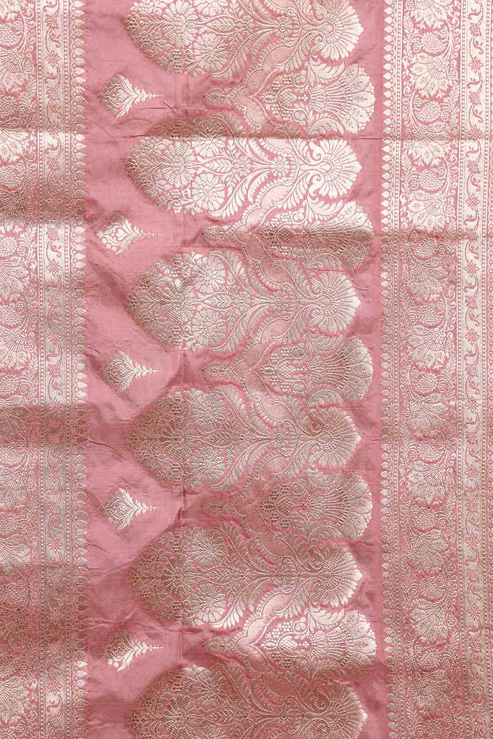 Onion Color Semi Banarasi Saree