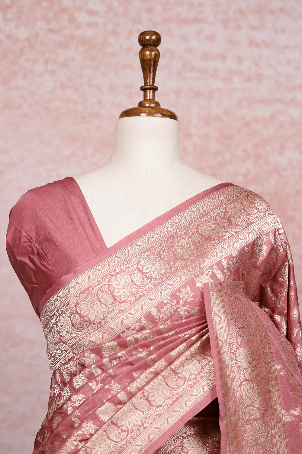Onion Color Semi Banarasi Saree