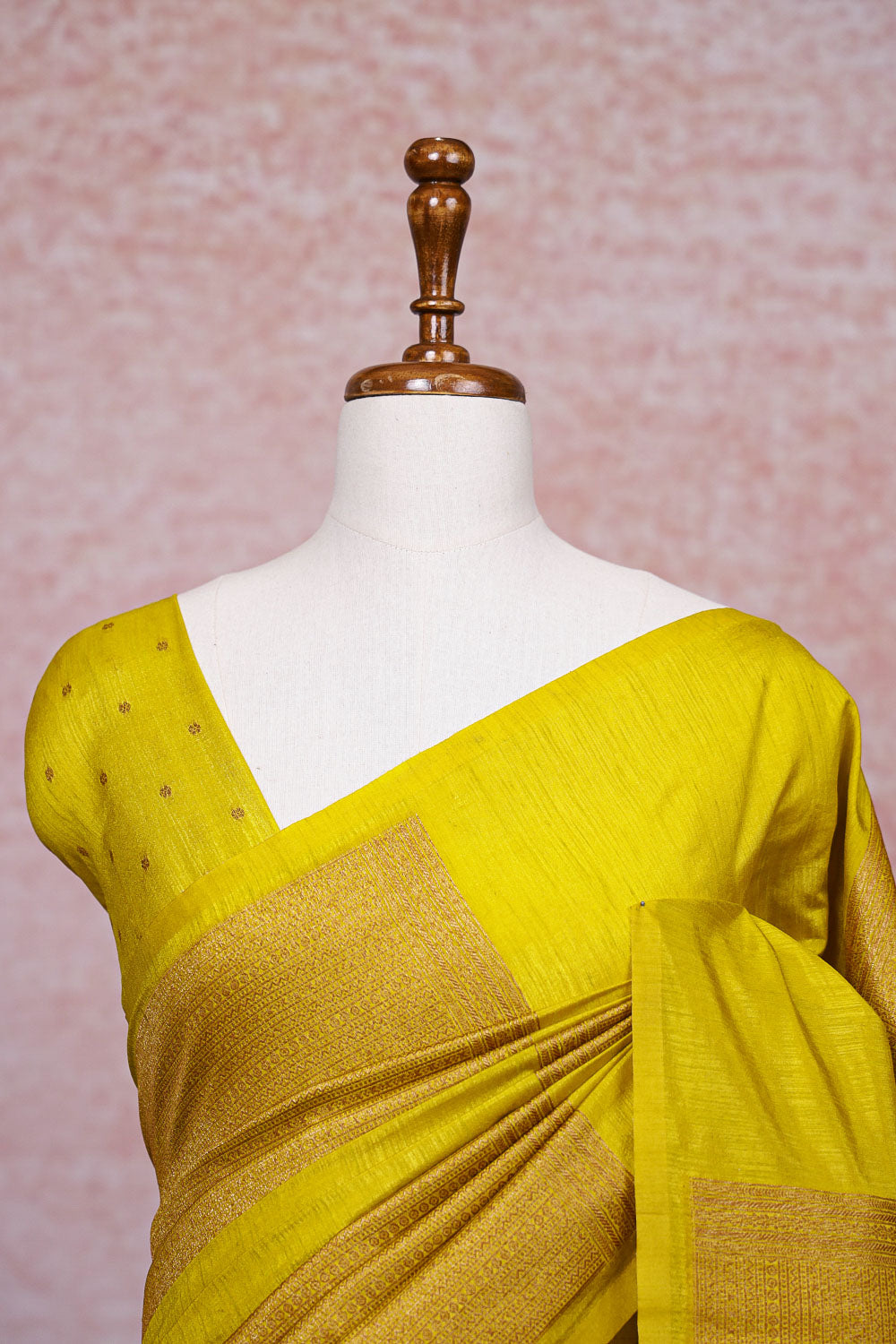Yellow Semi Tussar Saree
