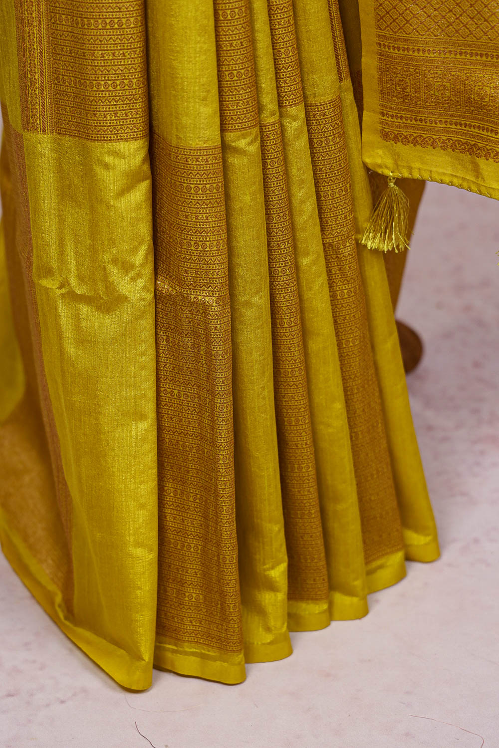 Yellow Semi Tussar Saree