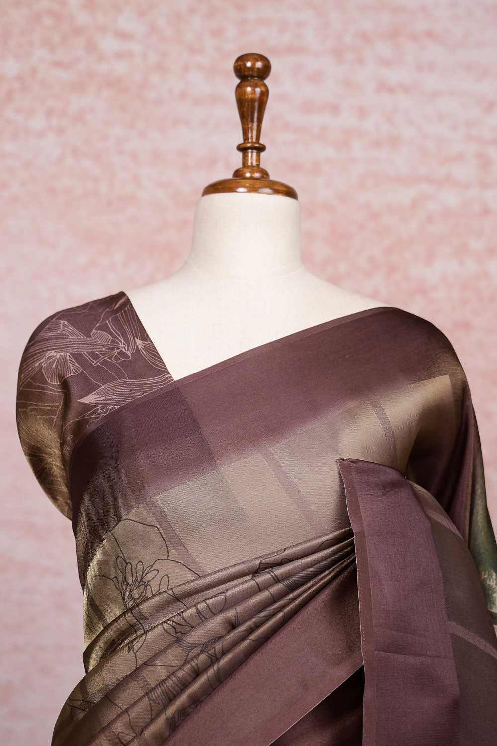 Golden Brown Semi Tissue Saree