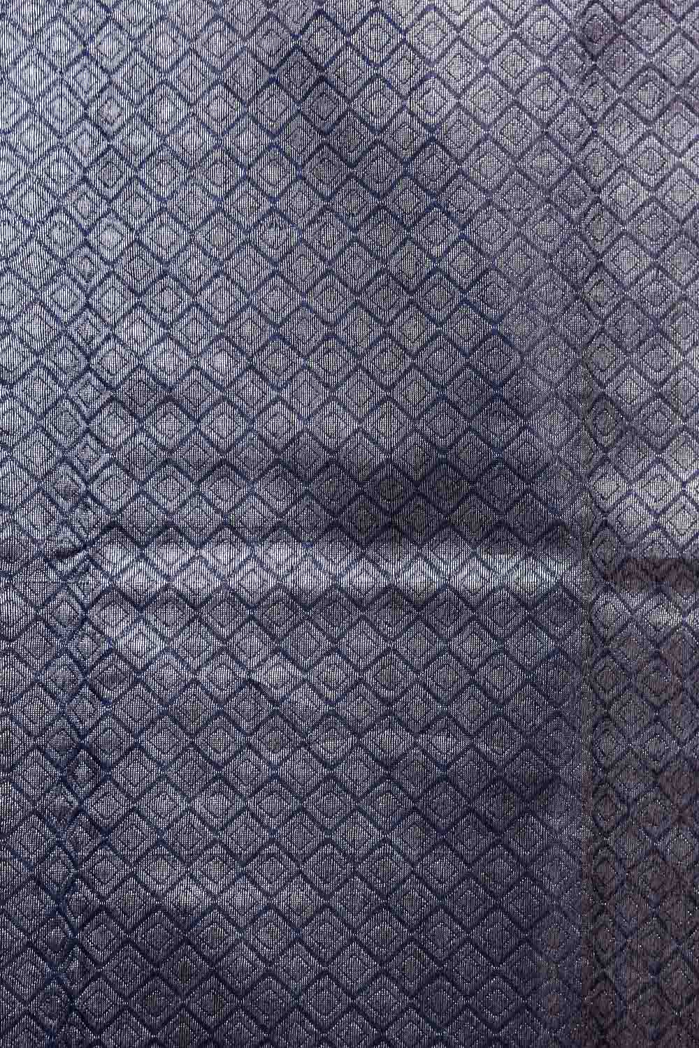 Navy Blue Semi Banarasi Saree