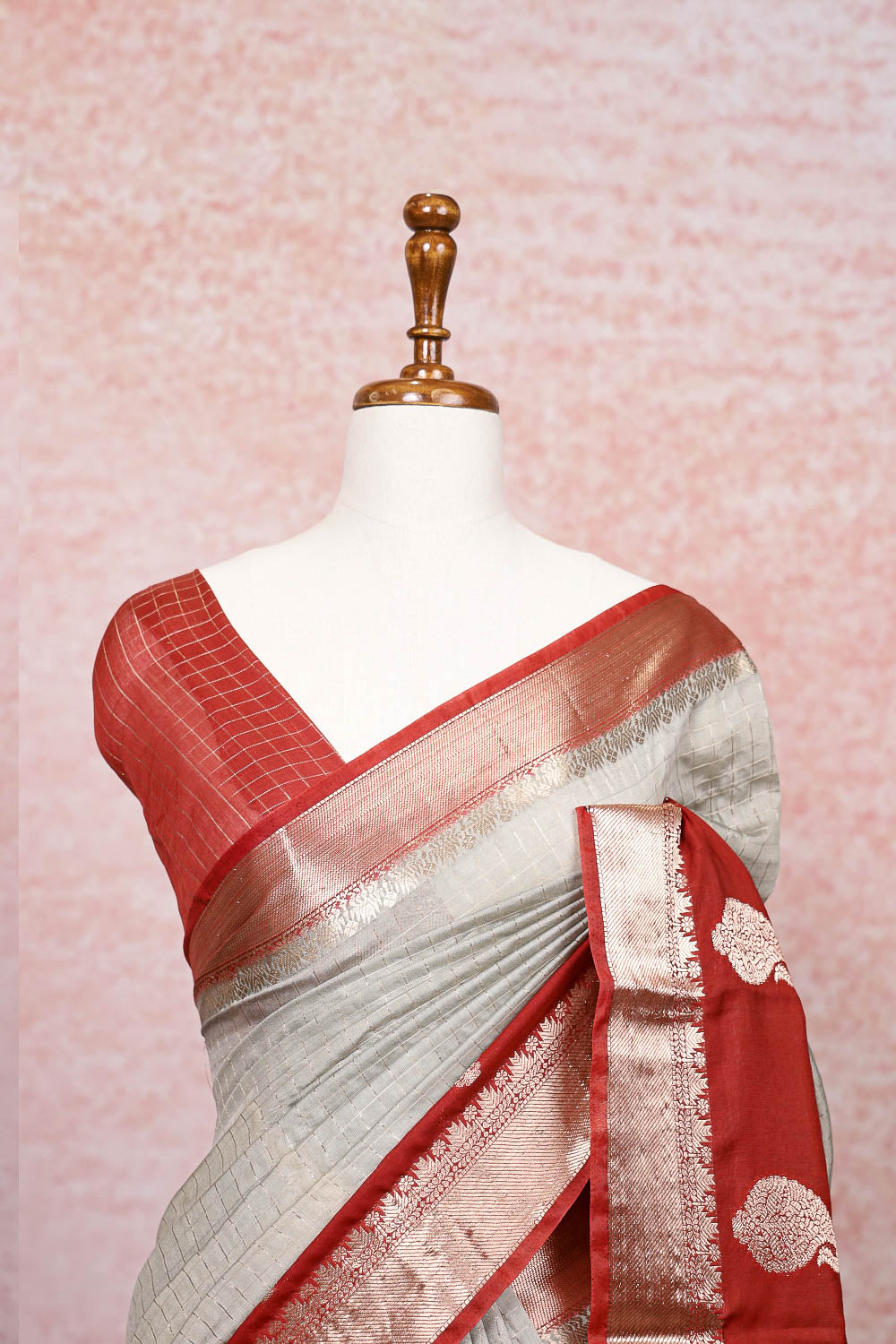 Grey Semi Banarasi Saree