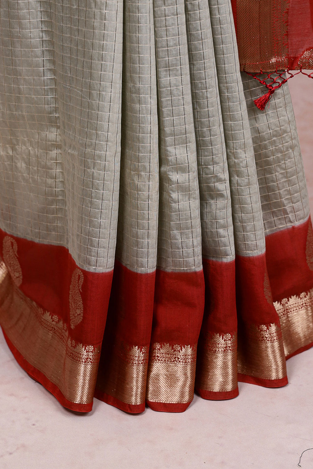 Grey Semi Banarasi Saree