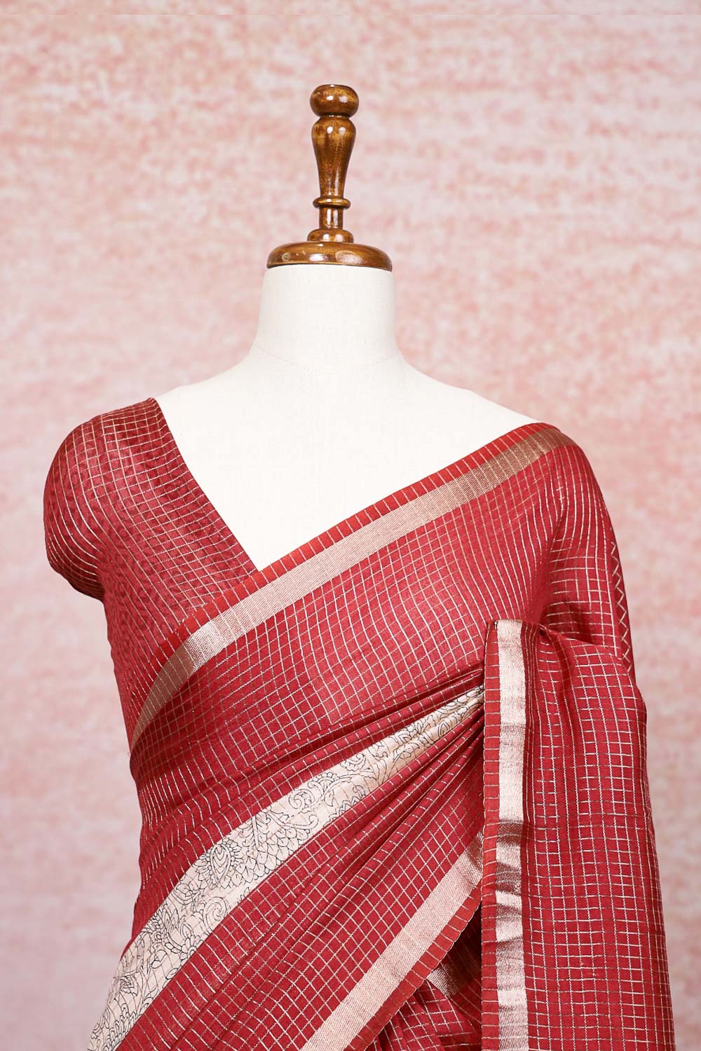 Cream Semi Banarasi Saree