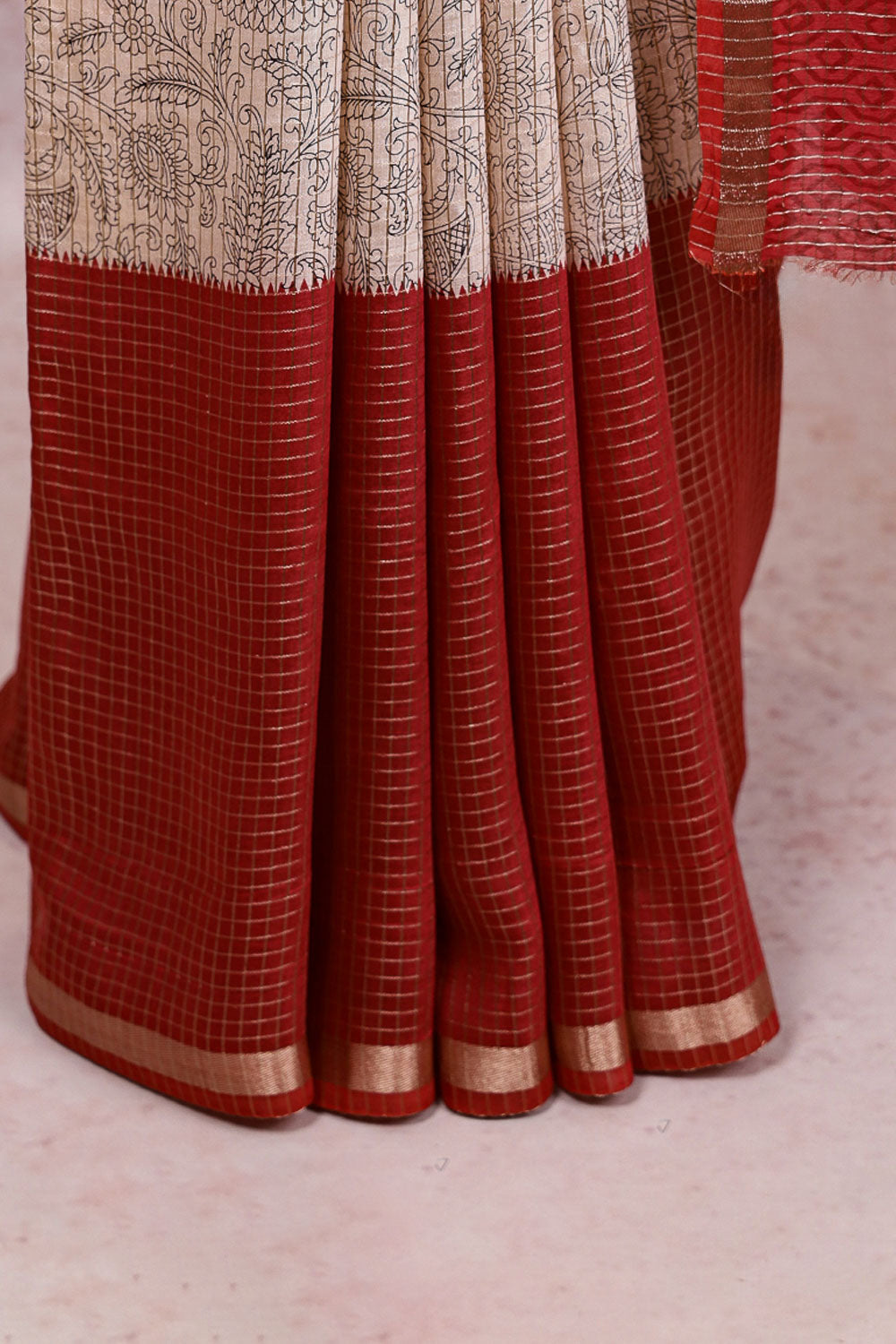 Cream Semi Banarasi Saree