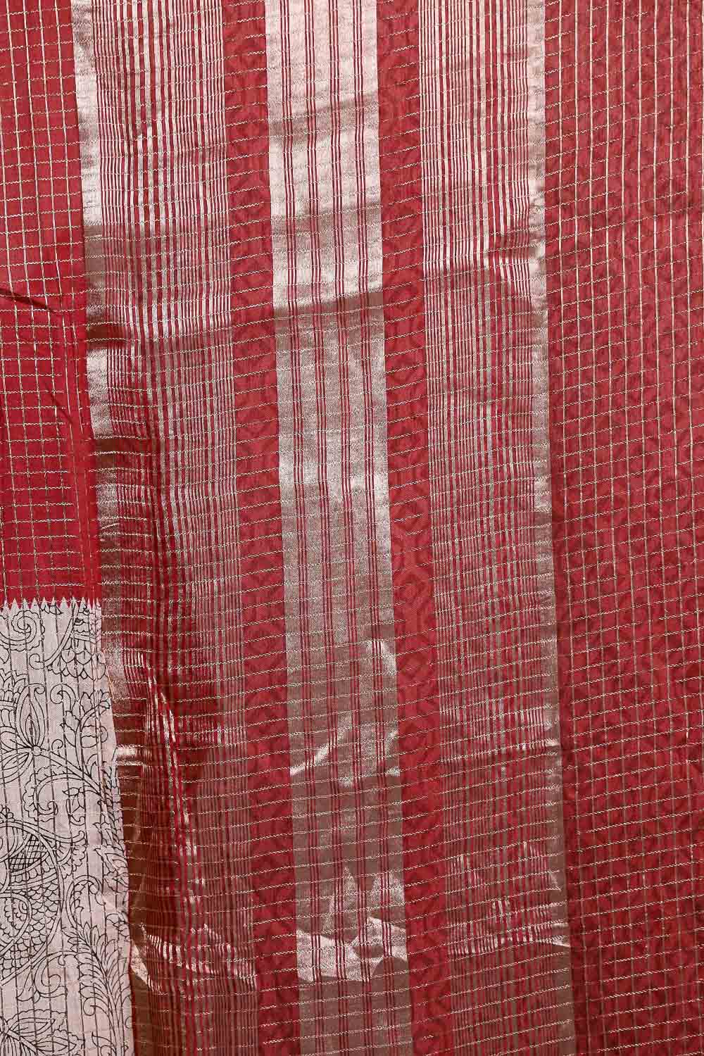 Cream Semi Banarasi Saree