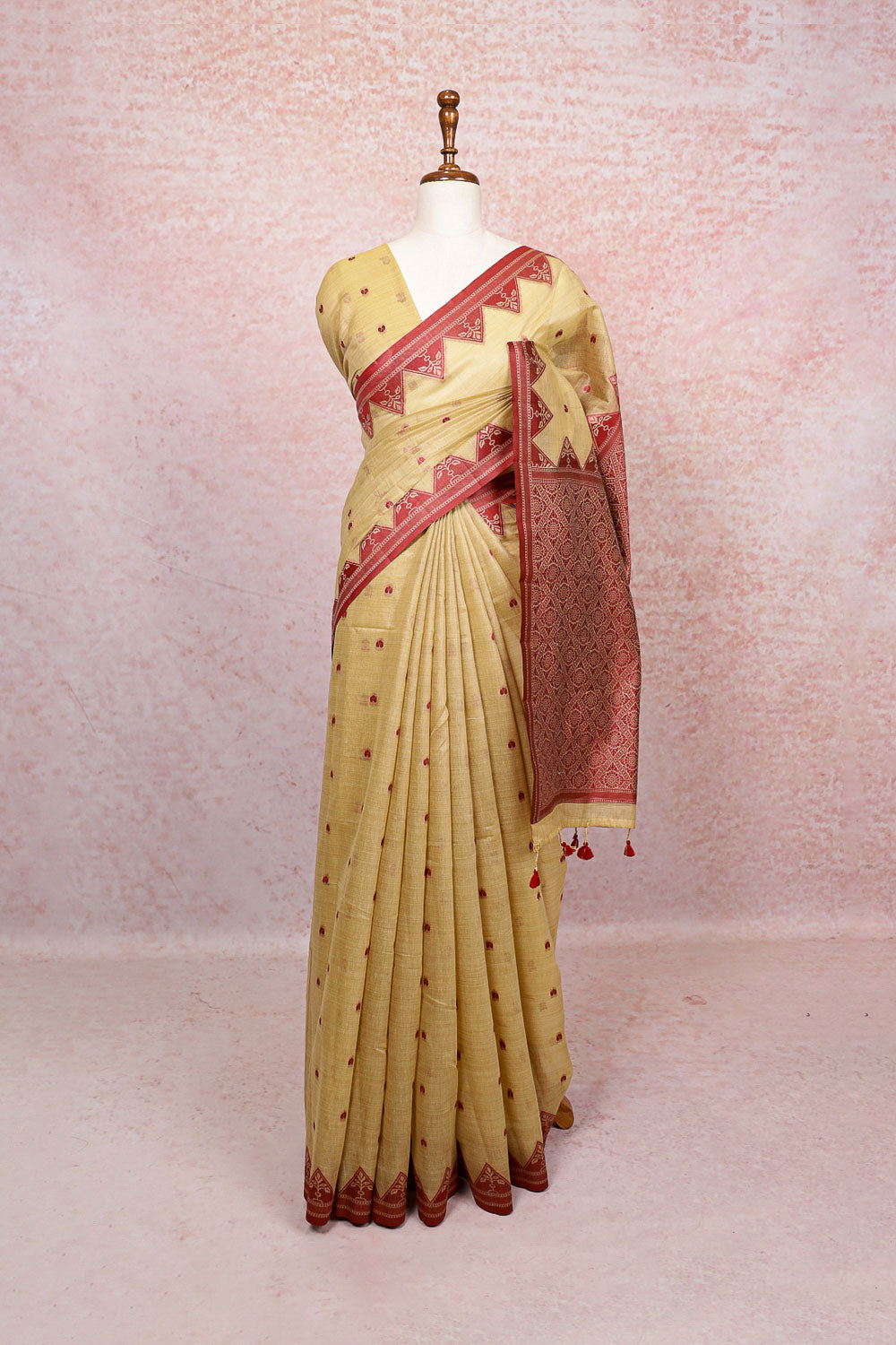 Beige Cotton Silk Saree