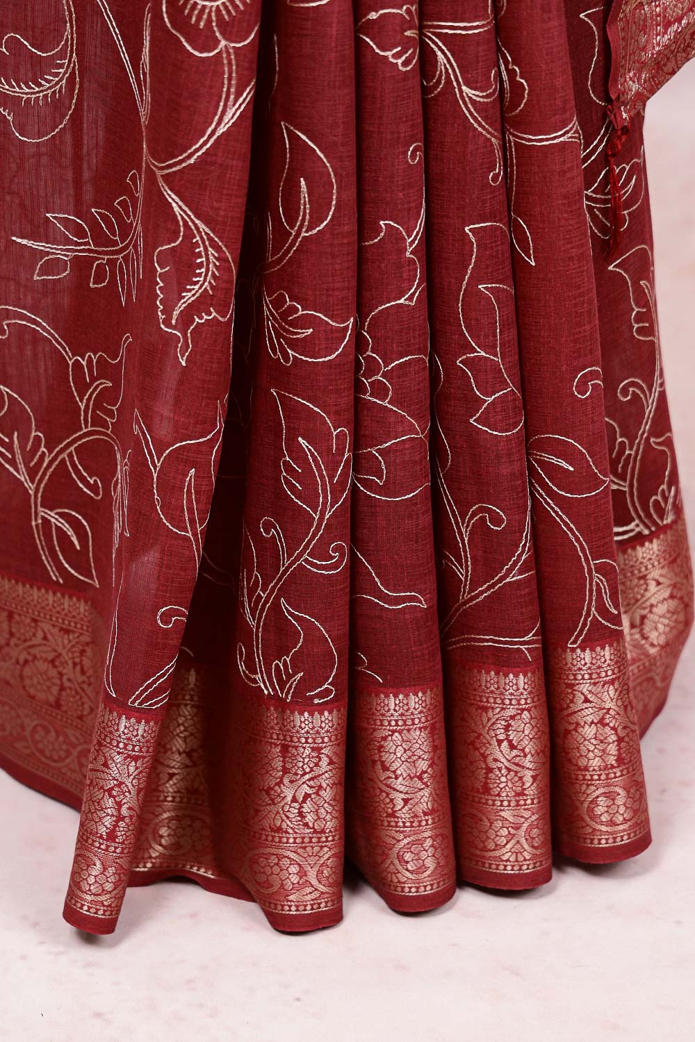Maroon Cotton Saree