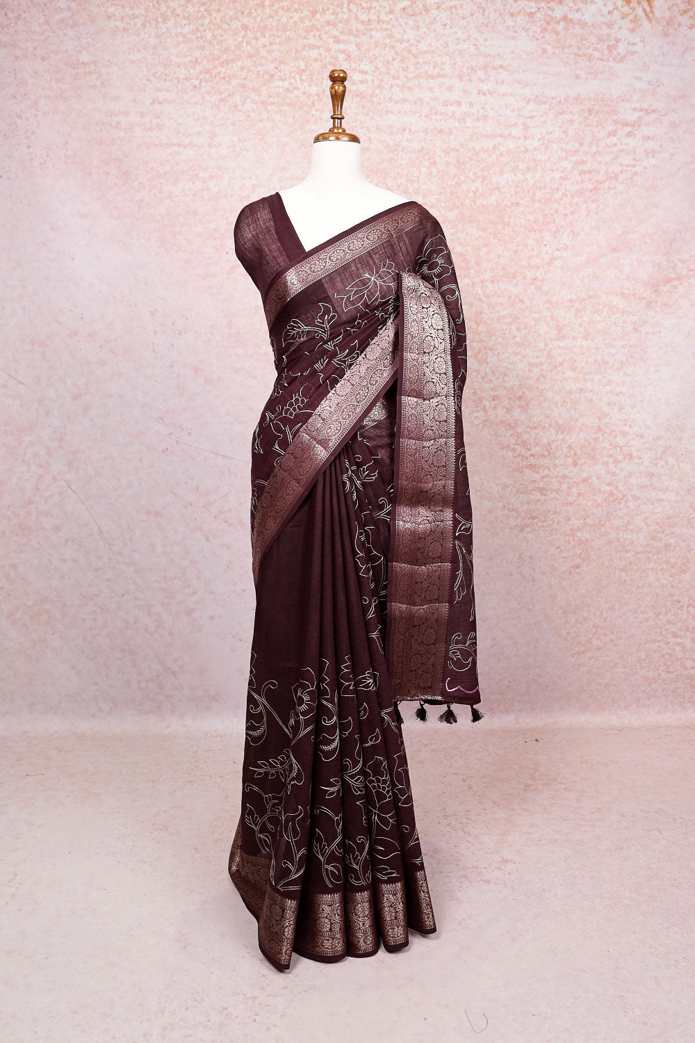 Brown Cotton Saree