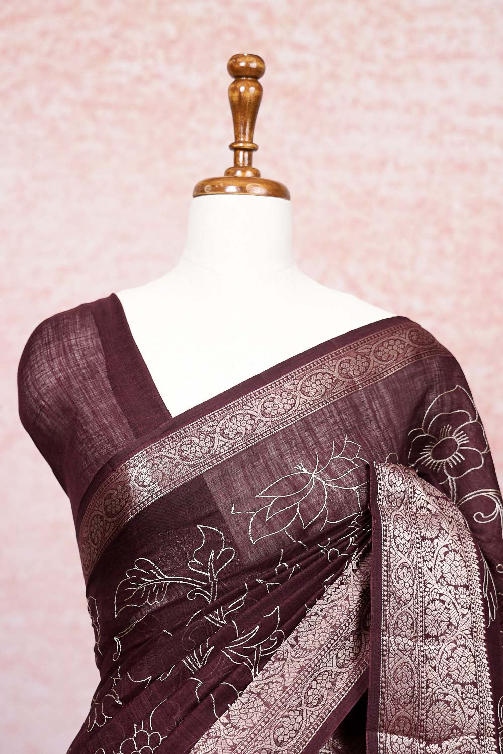 Brown Cotton Saree