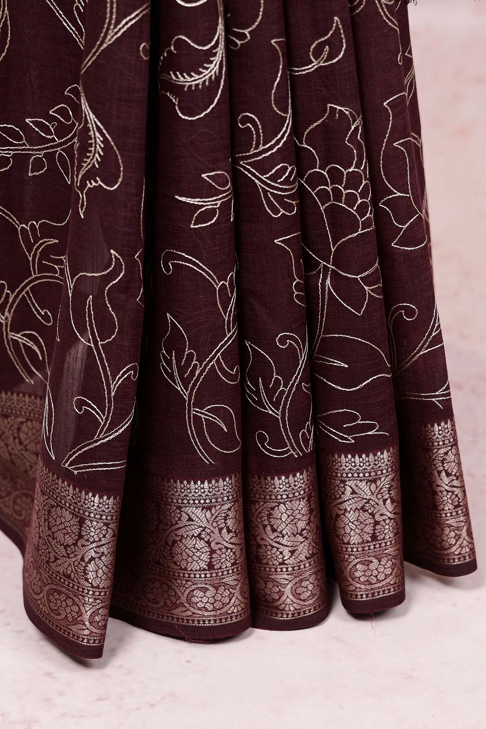 Brown Cotton Saree