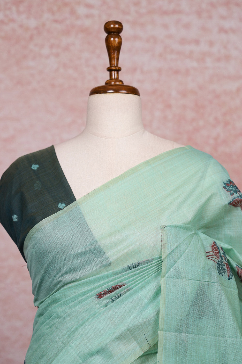 Pastel Green Cotton Silk Saree