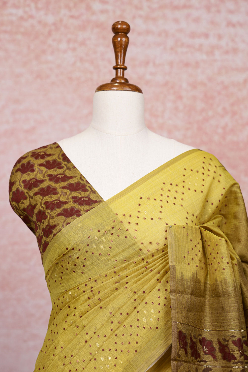 Mustard Cotton Silk Saree