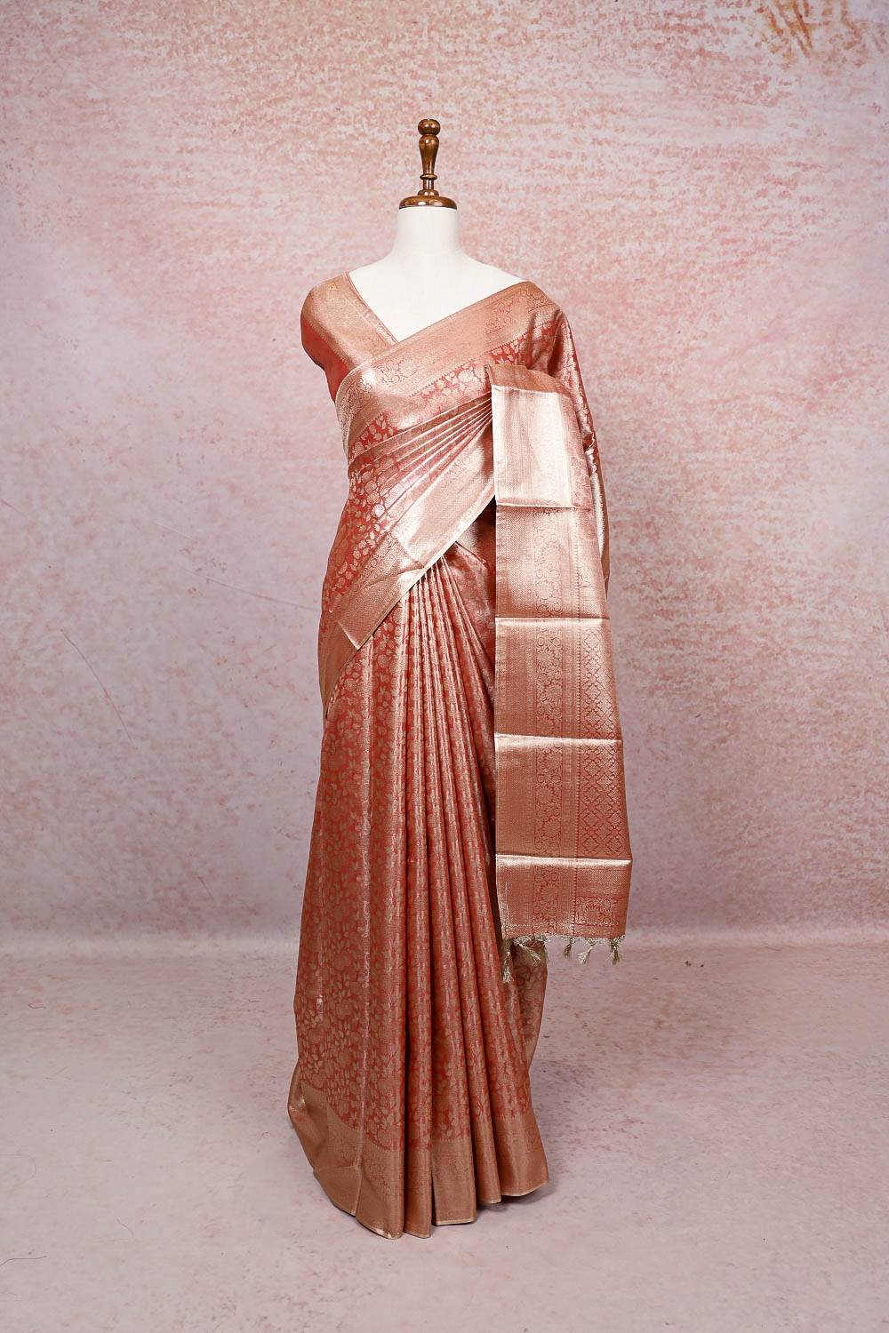 Peach Semi Silk Saree