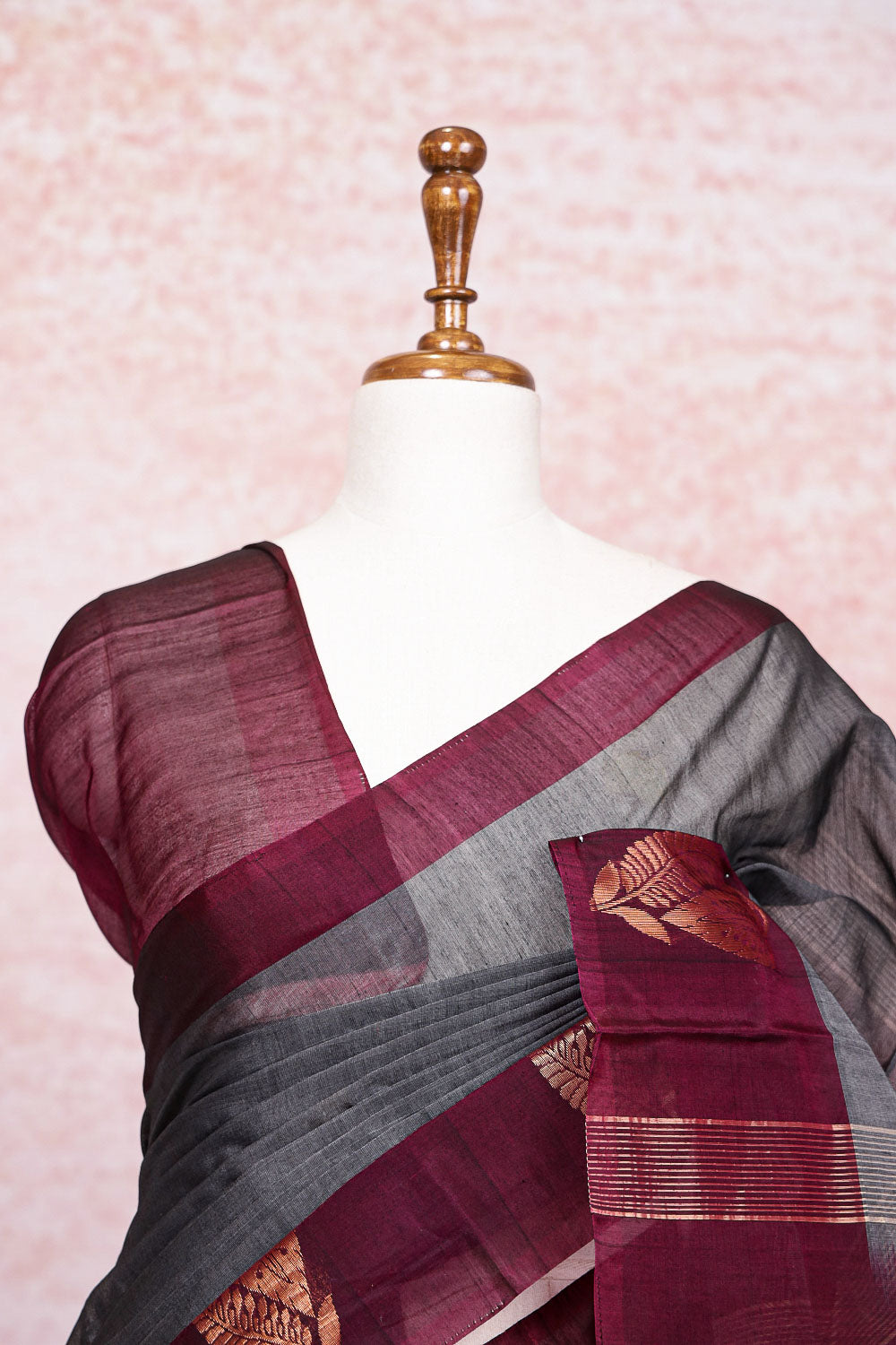 Dark Grey Cotton Saree