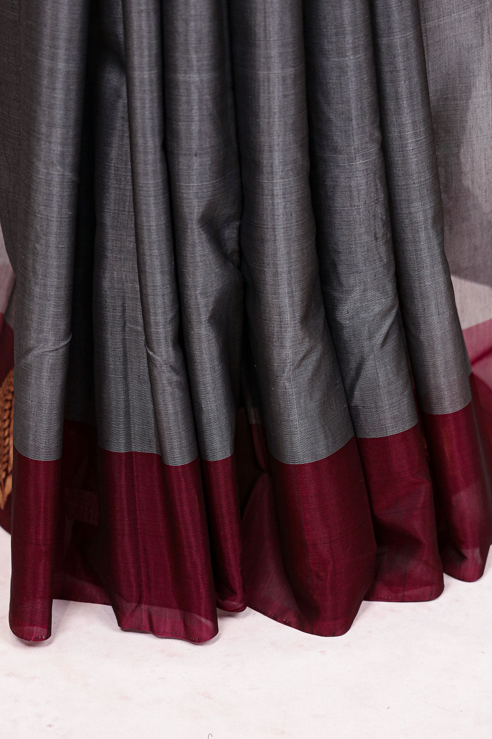 Dark Grey Cotton Saree