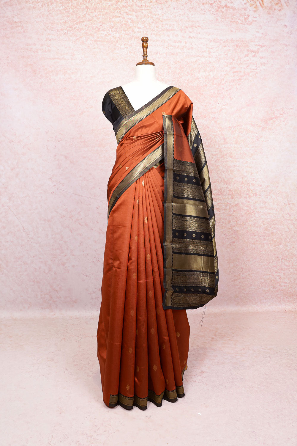 Rust Color Semi Silk Saree Saree Seematti