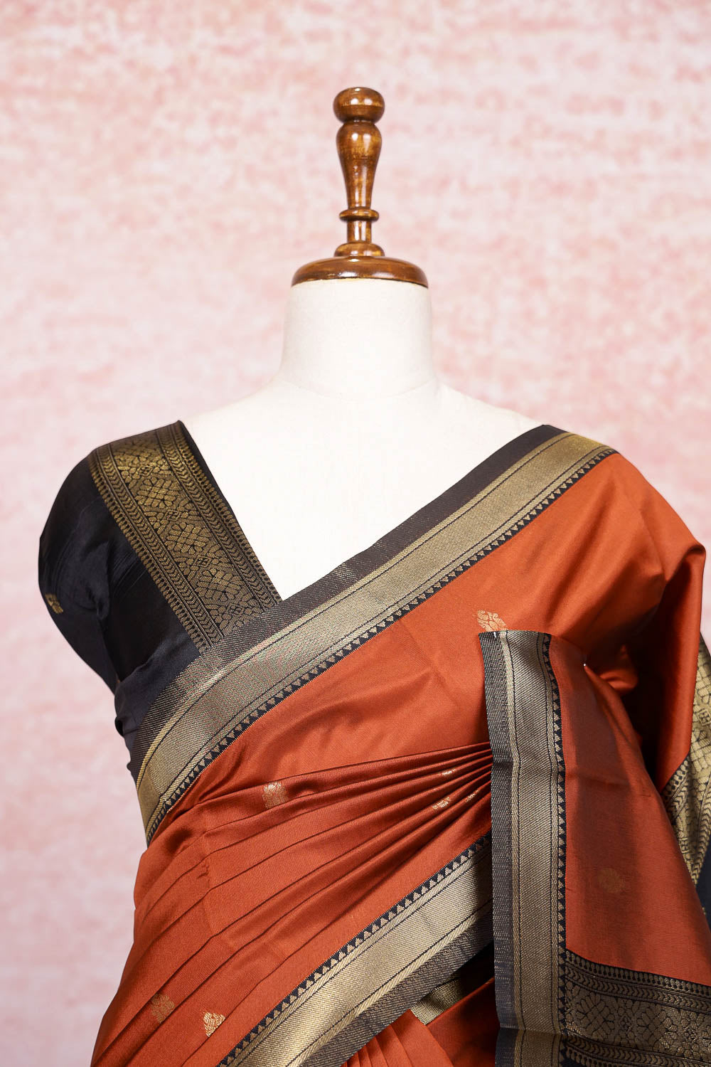 Rust Color Semi Silk Saree Saree Seematti