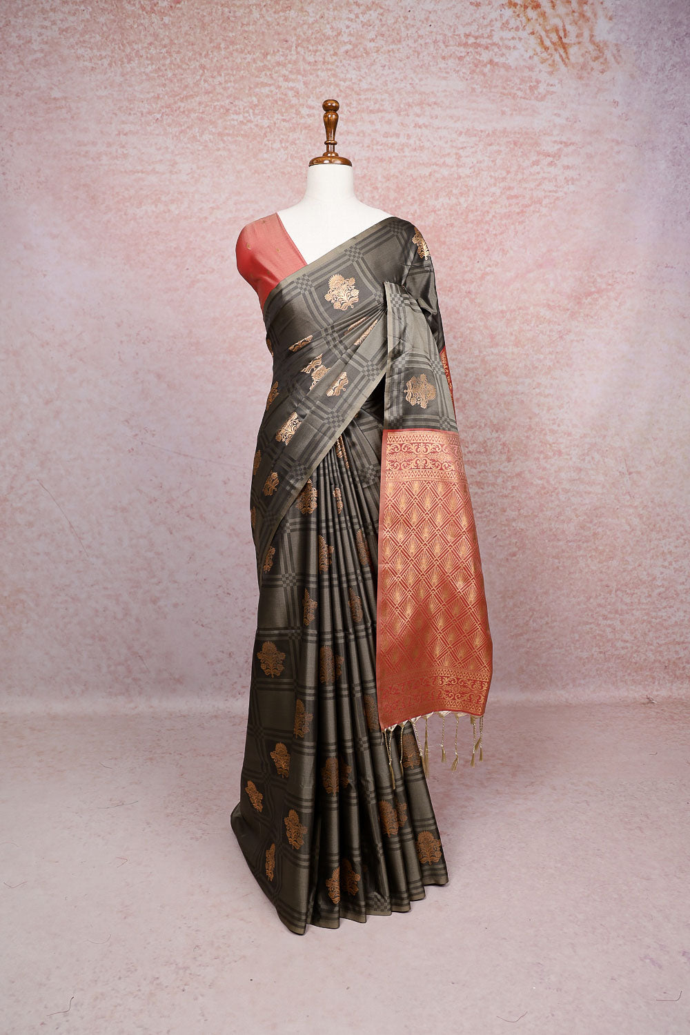 Grey Semi Silk Saree