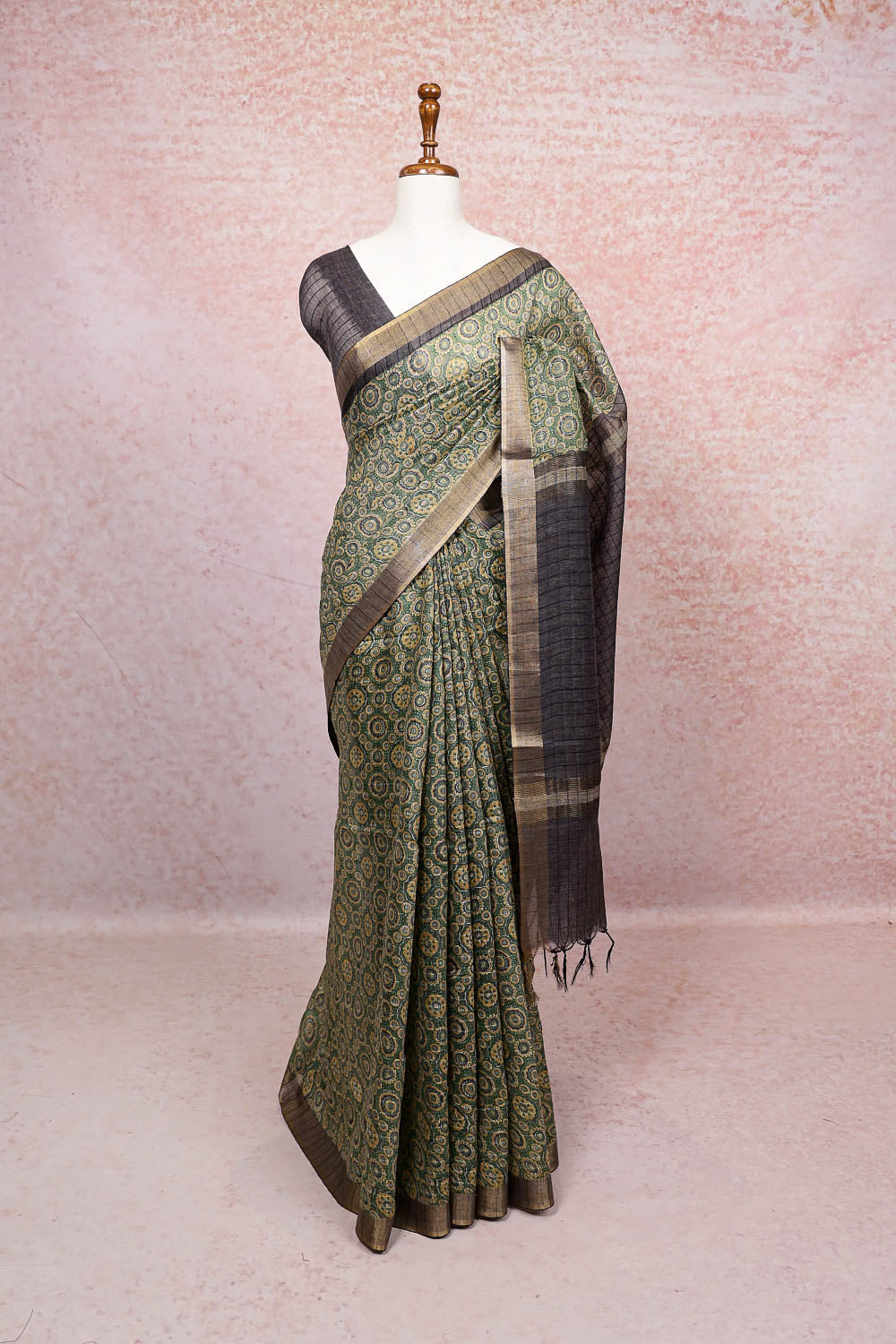 Green Semi Tussar Saree
