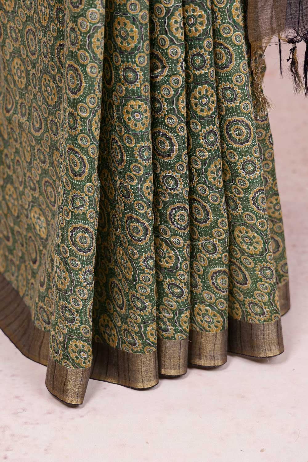Green Semi Tussar Saree