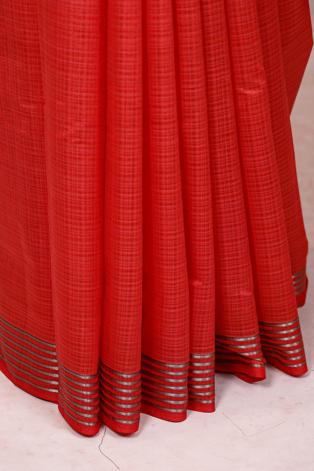Red Semi Tussar Saree