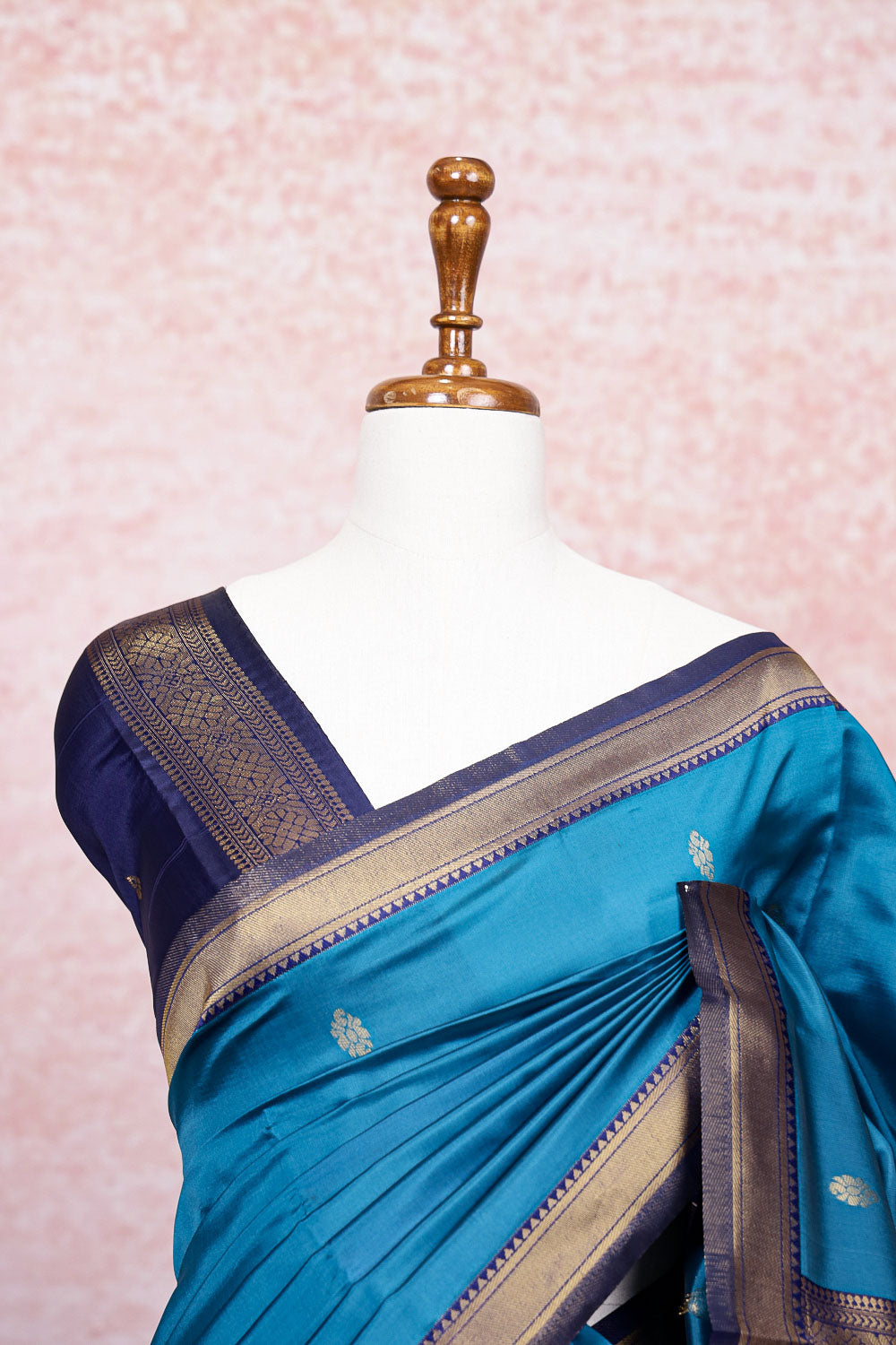 Peacock Blue Semi Silk Saree