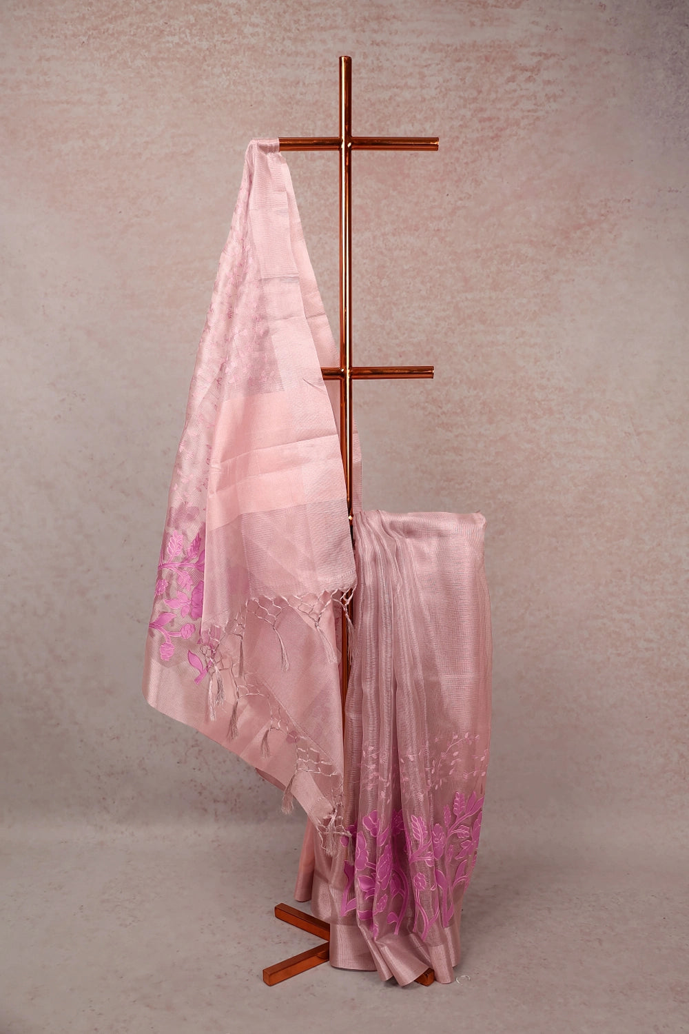 Pink Semi Tissue Saree