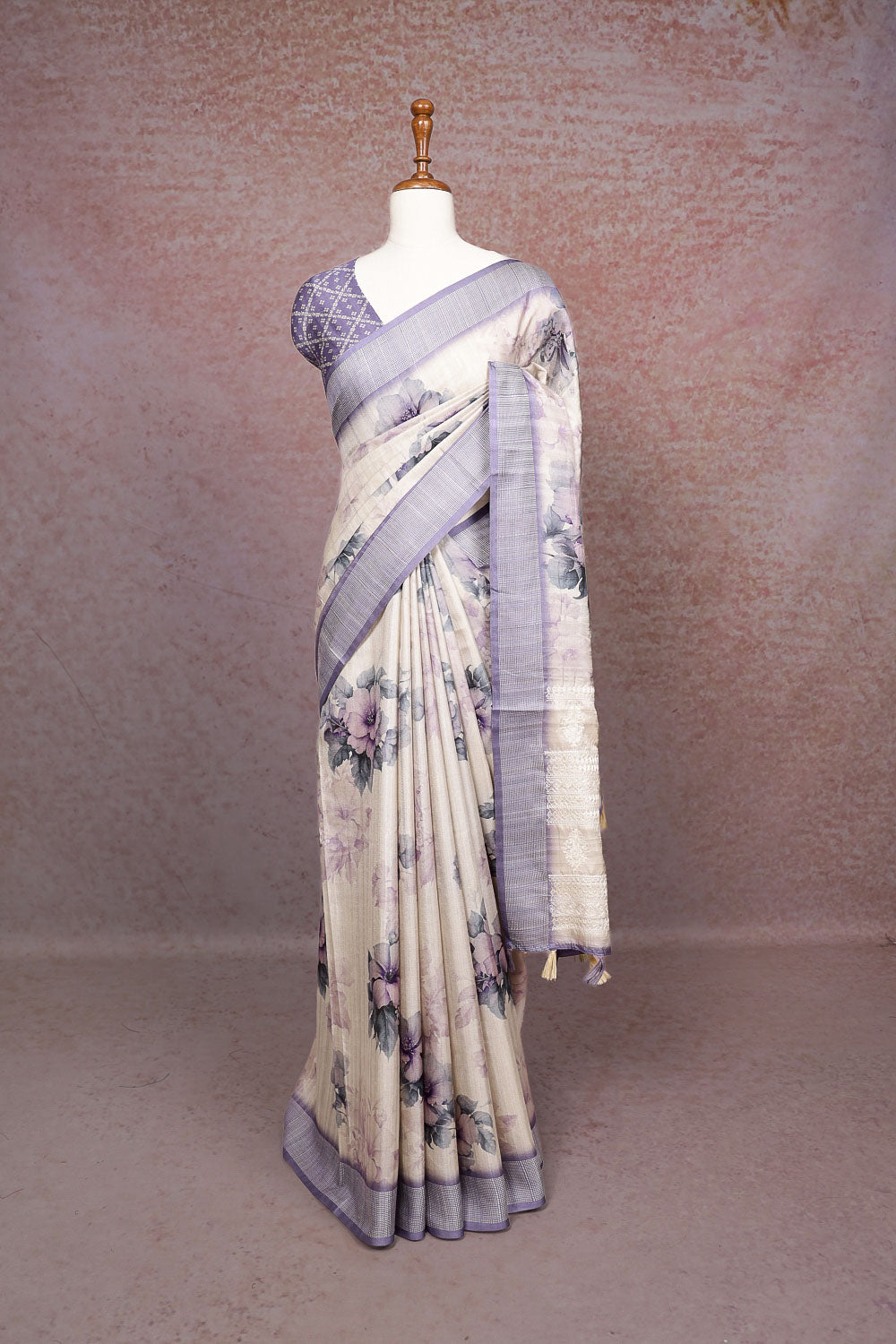 Beige Semi Tussar Saree