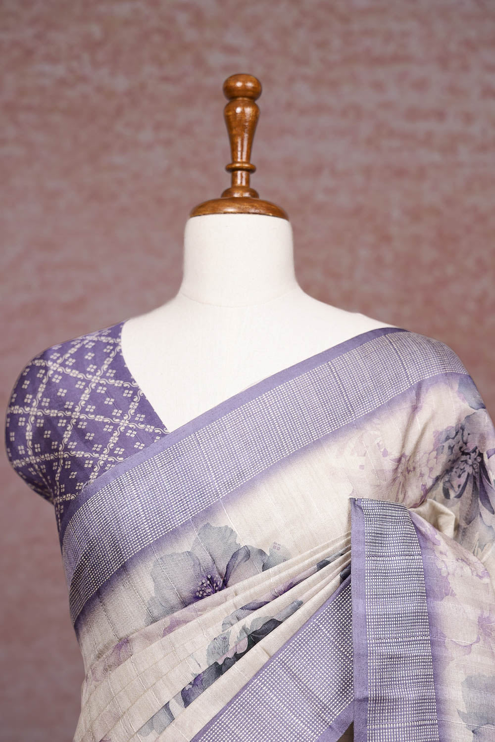 Beige Semi Tussar Saree