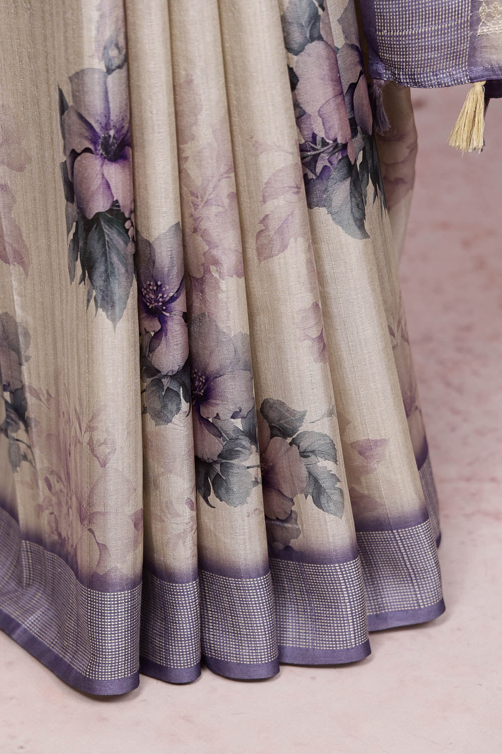 Beige Semi Tussar Saree