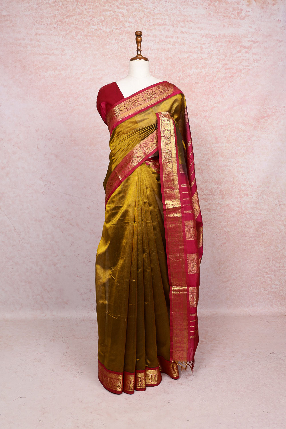 Mustard Gold Kora Saree