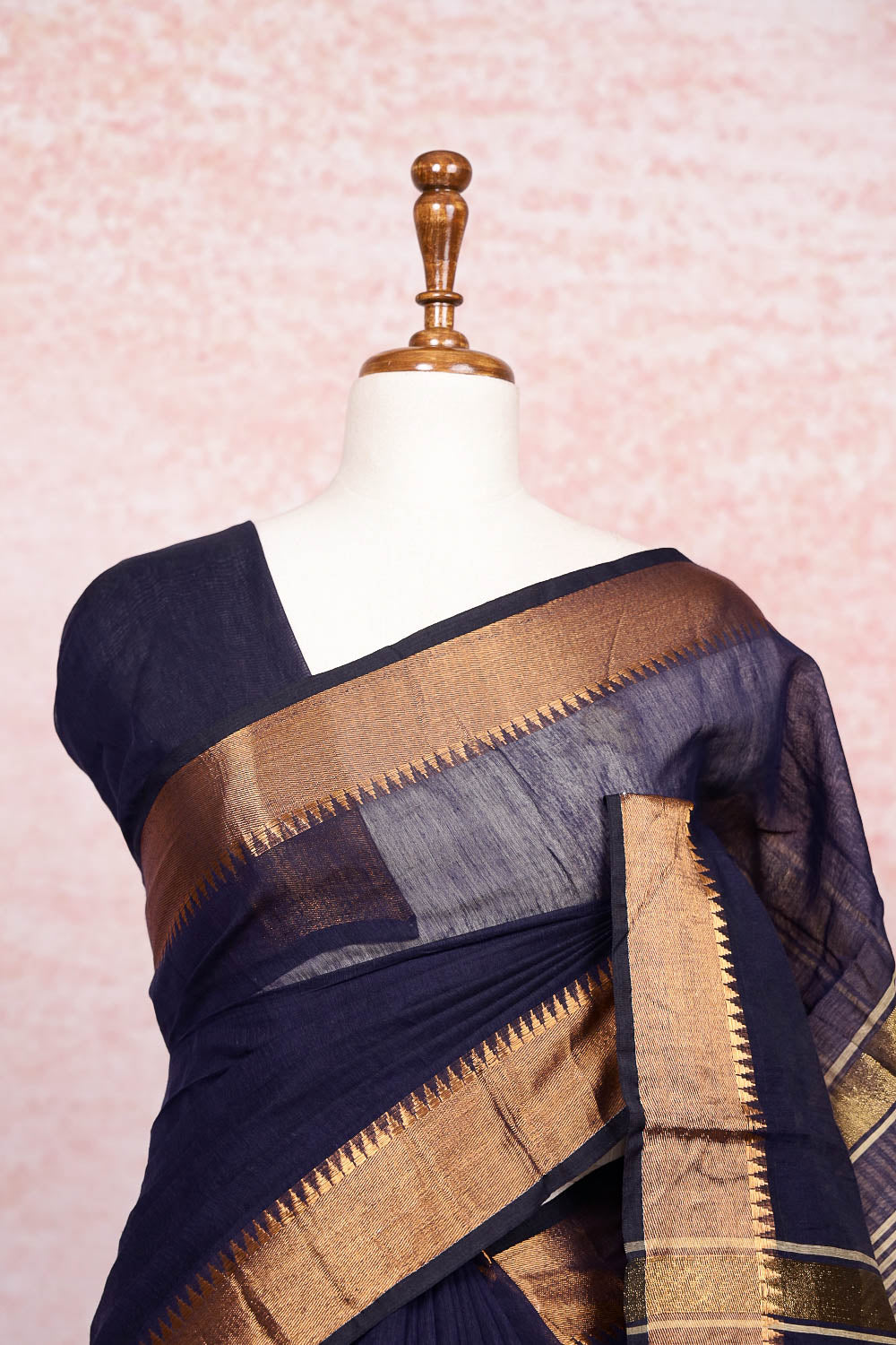 Navy Blue Cotton Saree