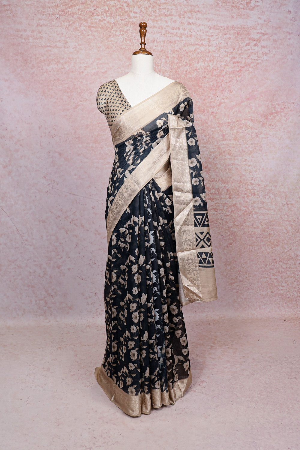 Charcol Grey Semi Organza Saree