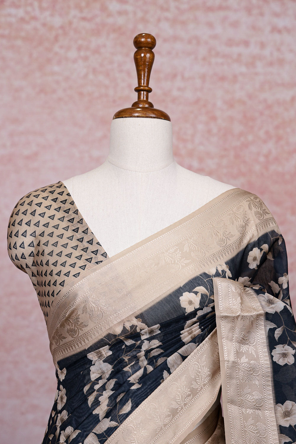Charcol Grey Semi Organza Saree
