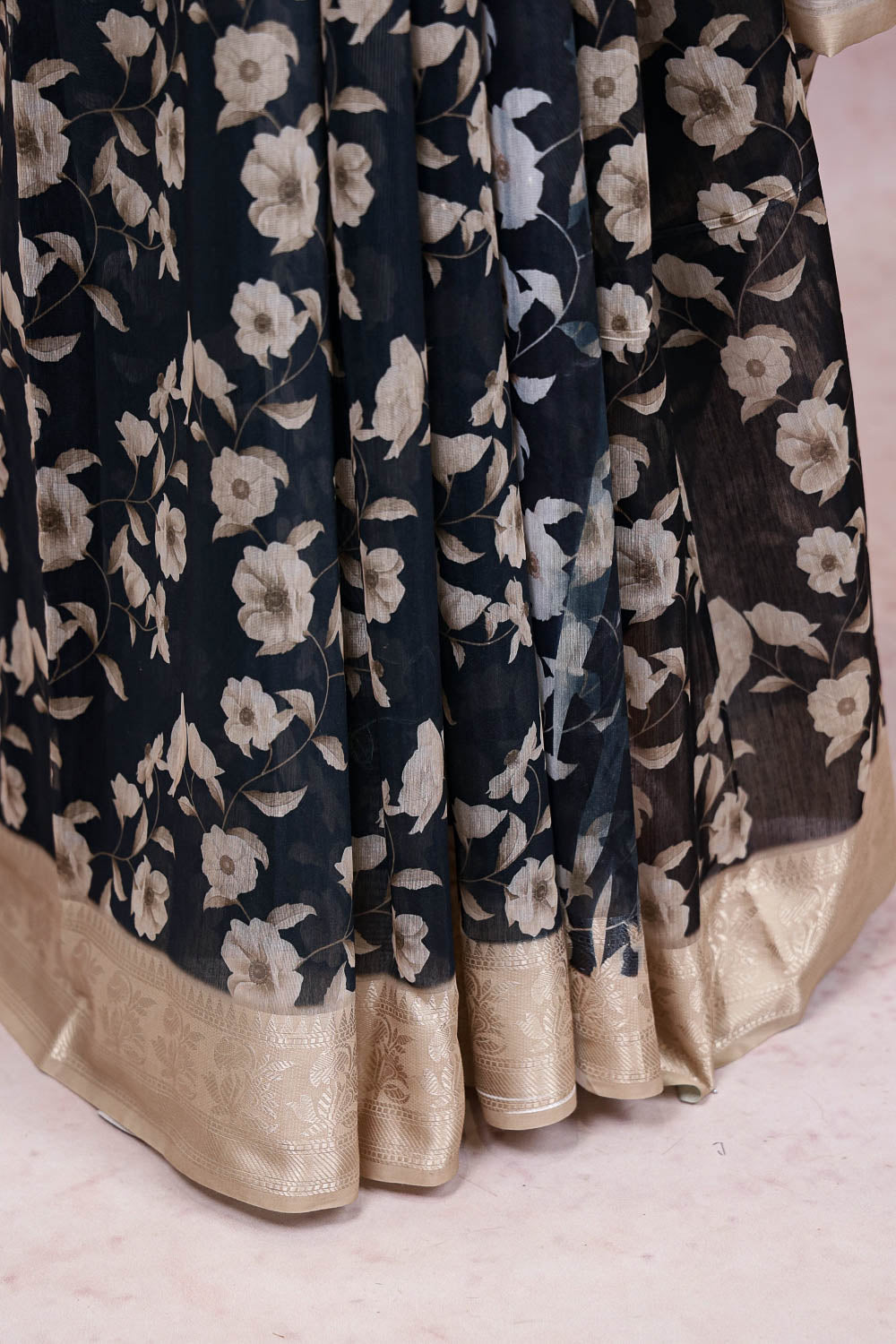 Charcol Grey Semi Organza Saree