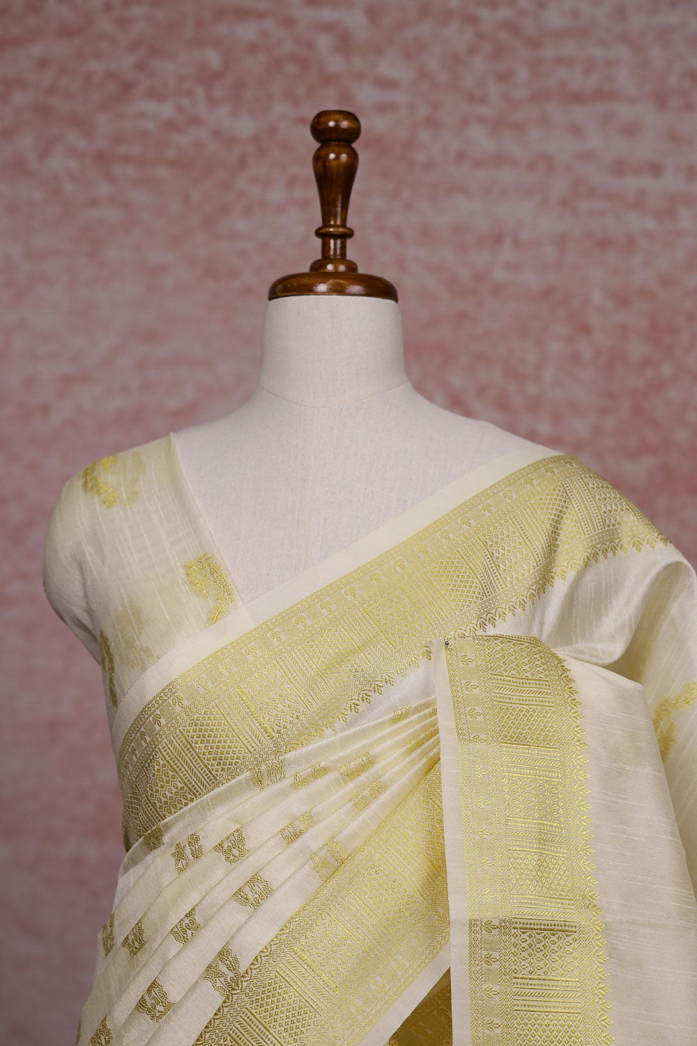 Cream Semi Jute Saree