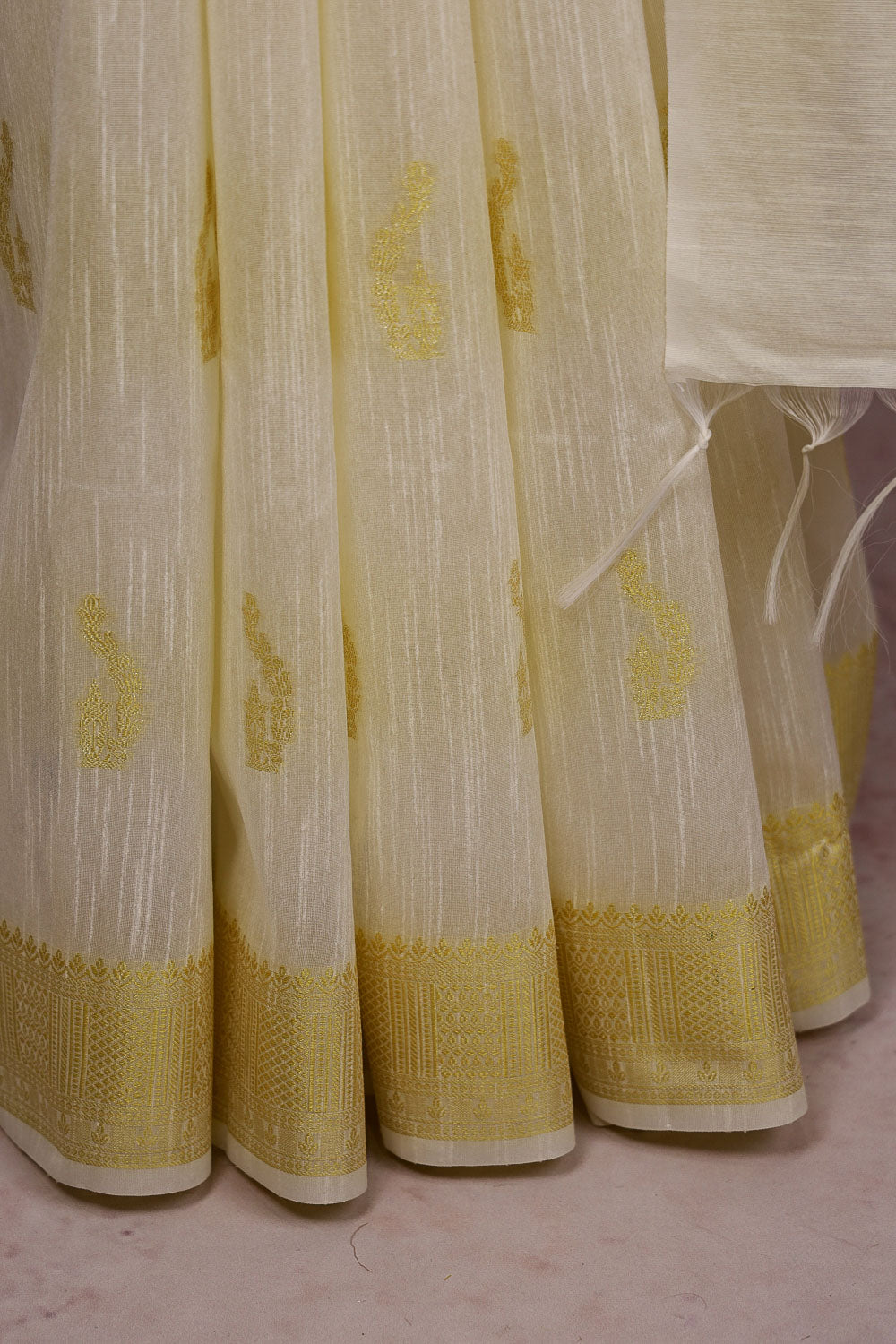 Cream Semi Jute Saree