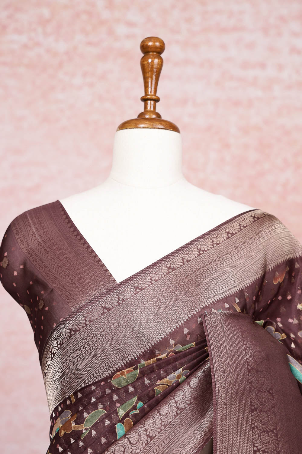 Coffee Brown Semi Silk Saree