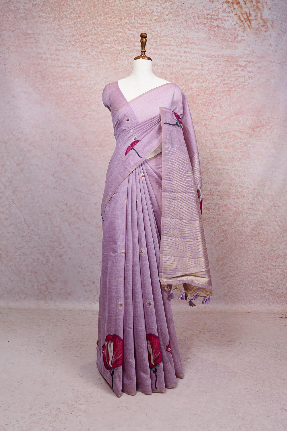 Lavender Cotton Saree