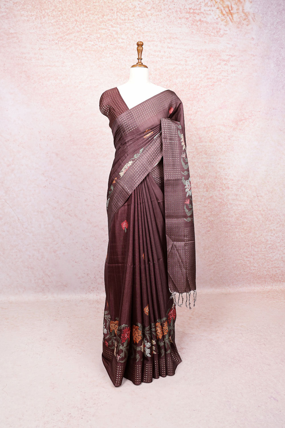 Coffee Brown Soft Tussar Silk Saree